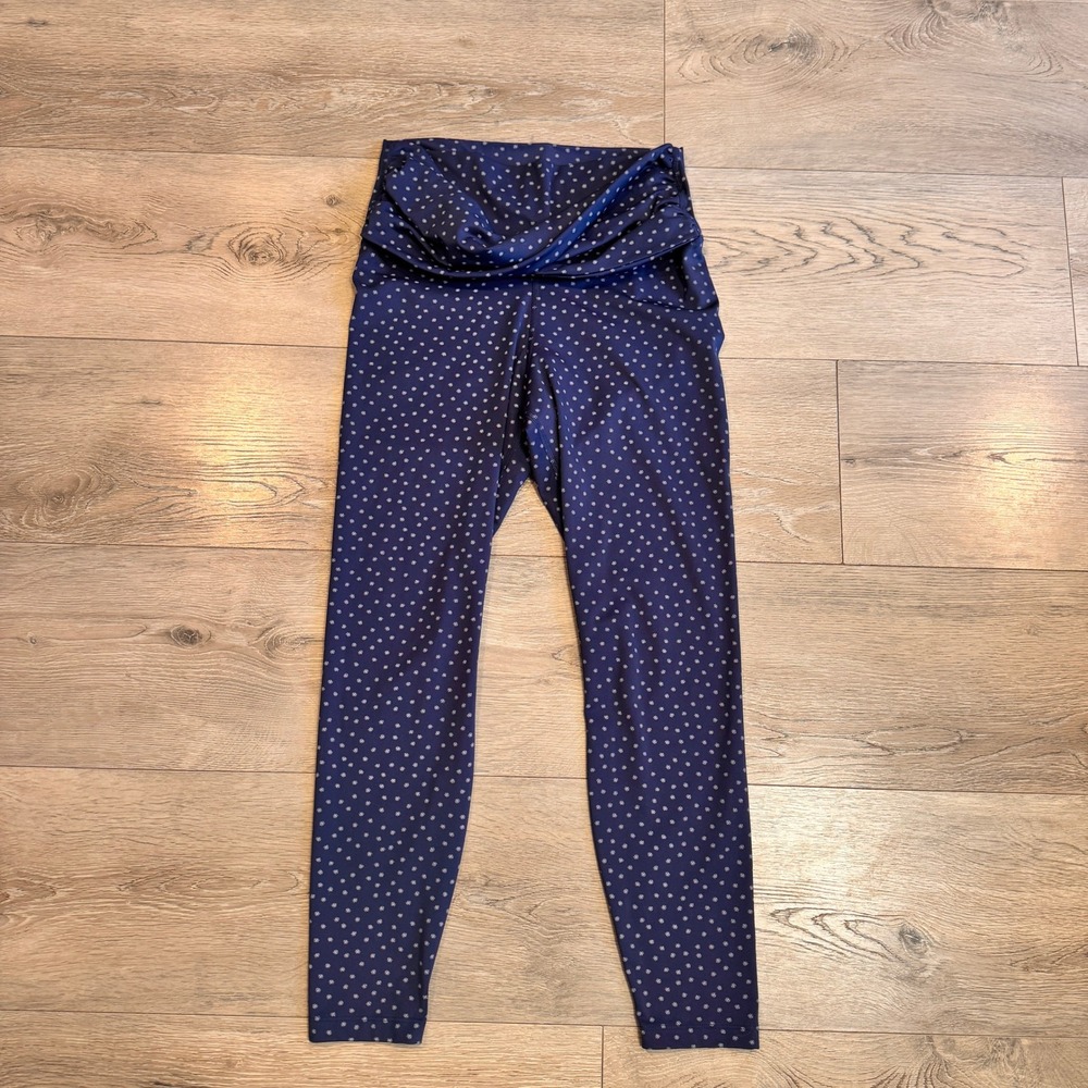 Nike Dri-FIT Womens Medium M Blue Polka Dot High Waisted Yoga Running Leggings
